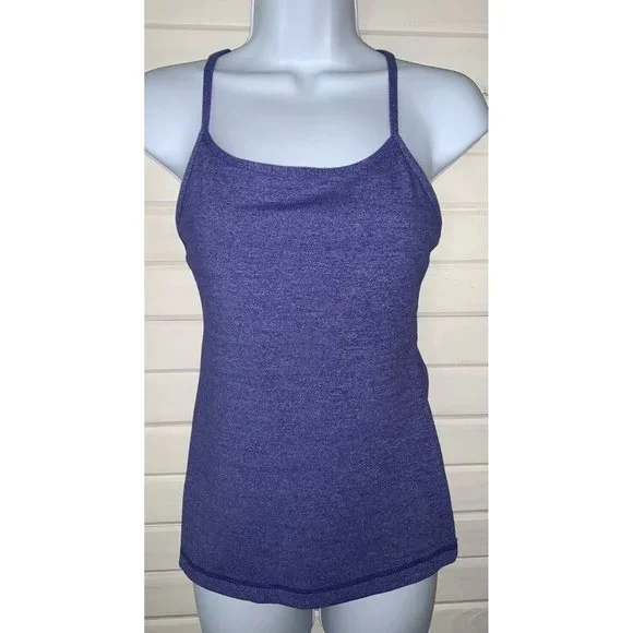 Lululemon Sz 6 Power Y Tank Top Racerback Active Wear Blue Heather Pigment EUC - Picture 2 of 8